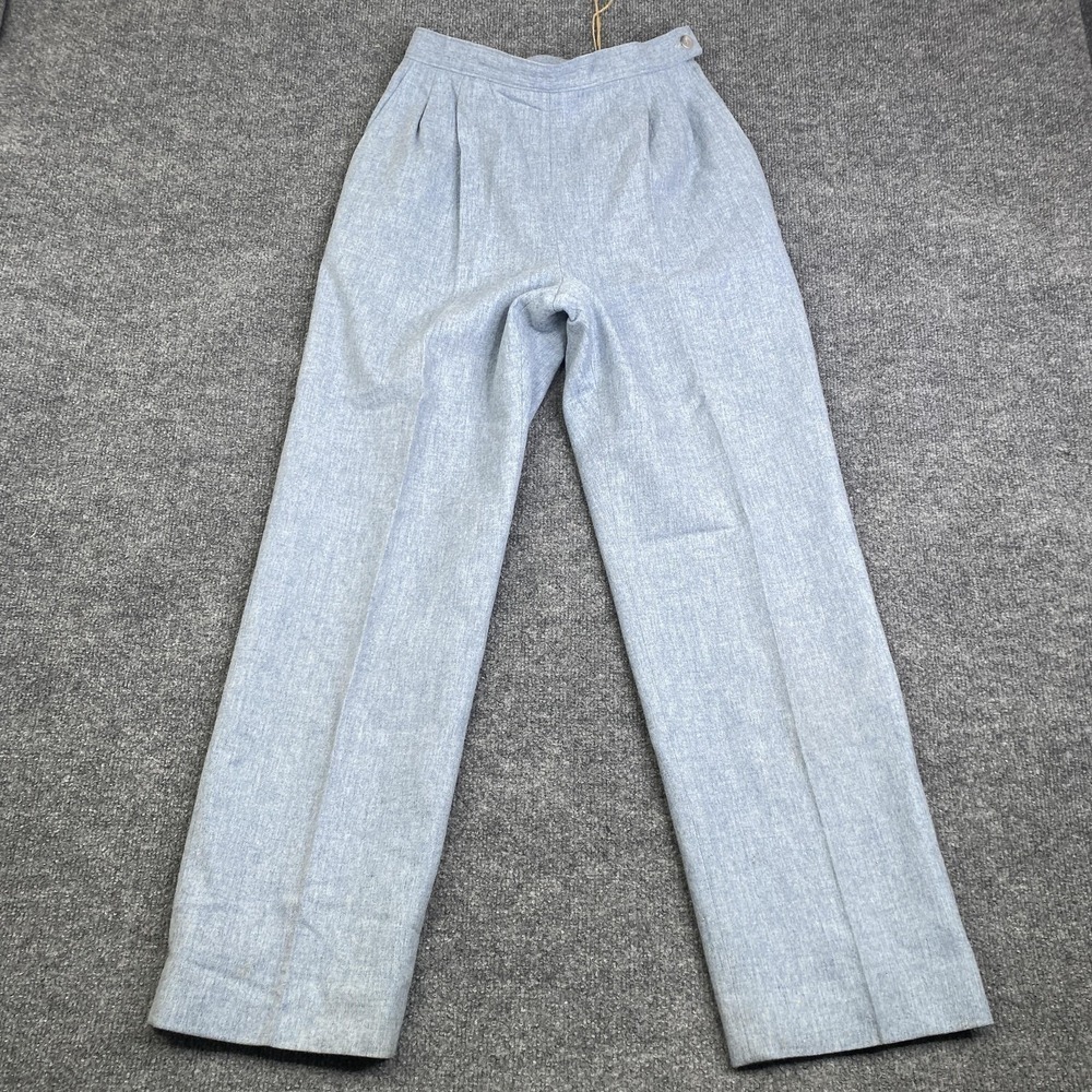 Vintage Pendleton Pants Womens 8 Petite Blue Wool Pleated Lined Made USA 80s